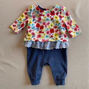 Baby Gap Onepiece Floral Ruffle Jumpsuit 0-3 Months